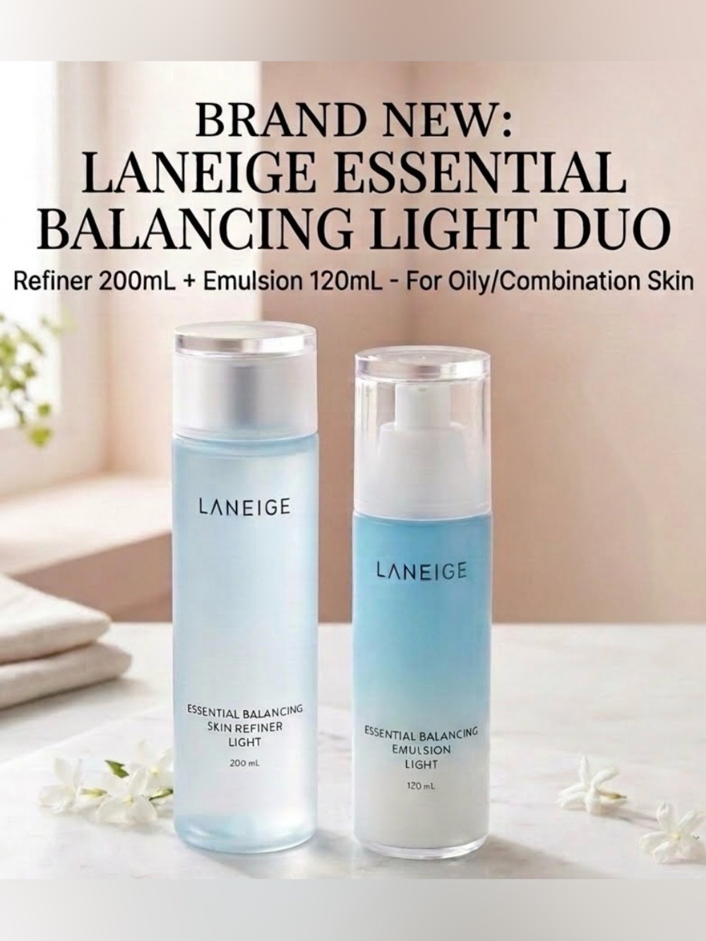 LANEIGE Light Blue Essential Balancing Skin Refiner & Emulsion Duo